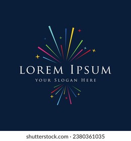 Creative colorful spark logo design in modern style. Logotype for business, brand, celebration, fireworks, stars.