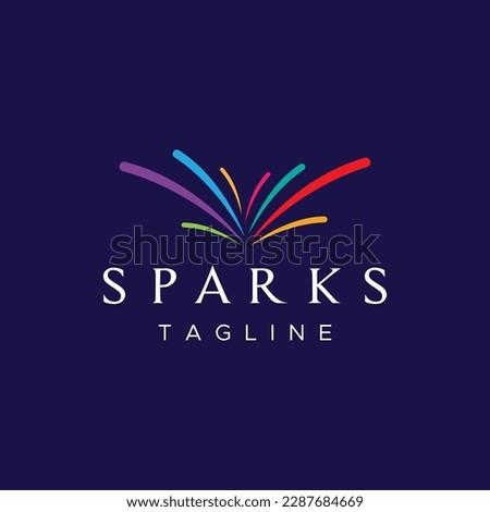 Creative colorful spark logo design in modern style. Logotype for business, brand, celebration, fireworks, stars.