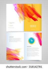 Creative colorful splash decorated, Professional Business Brochure, Template or Flyer design with front and back side presentation.