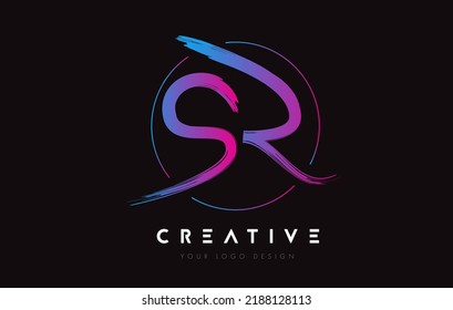 Creative Colorful SR Brush Letter Logo Design. Artistic Handwritten Brush Letters Logo Concept Vector. 