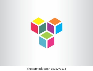 Creative colorful stack of boxes vector design template