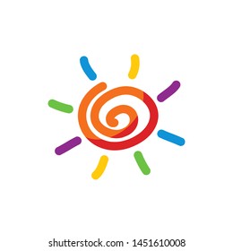 creative colorful sun education logo template design vector with isolated white background