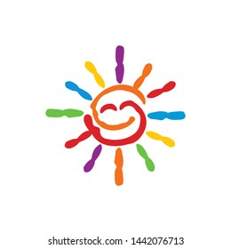 creative colorful sun smile education logo template design vector with isolated white background