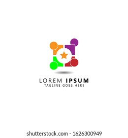 Creative Colorful Teamwork Icon Logo Design Template. Icon Logo isolated on white background