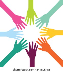 Creative Colorful Teamwork People Hand