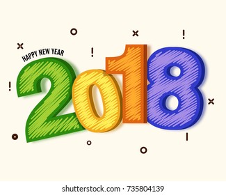 Colorido texto creativo 2018 para la celebración de Año Nuevo.
