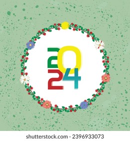 Creative colorful text in frame 2024. 2024 Happy New Year background. Vector illustration 