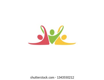 Creative Colorful Three People Logo Vector Symbol