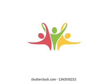 Creative Colorful Three People Logo Design Vector Symbol Illustration