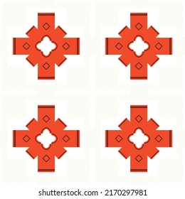 Creative colorful tile pattern with floral and geometric elements for tapestry and fabrics
