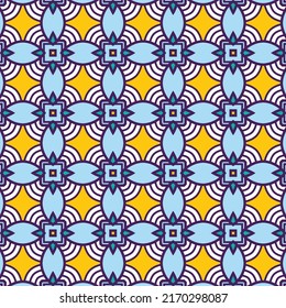 Creative colorful tile pattern with floral and geometric elements for tapestry and fabrics