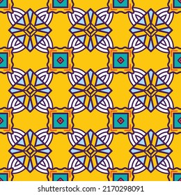 Creative colorful tile pattern with floral and geometric elements for tapestry and fabrics