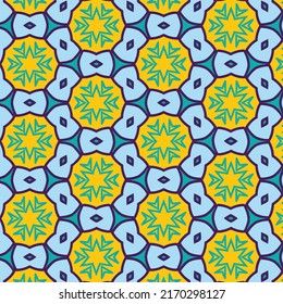 Creative colorful tile pattern with floral and geometric elements for tapestry and fabrics