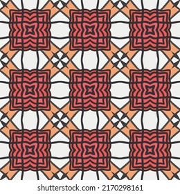 Patrón creativo colorido de azulejos con elementos florales y geométricos para tapicería y telas