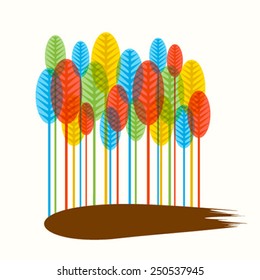 creative colorful tree forest design background vector