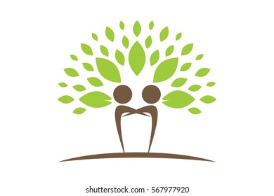 Creative Colorful Tree Human Concept. Business community icons. Vector design elements. Stock Illustration.