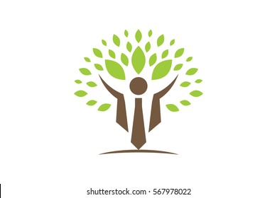 Creative Colorful Tree Human Concept. Business community icons. Vector design elements. Stock Illustration.