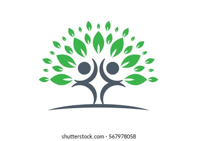 Creative Colorful Tree Human Concept. Business community icons. Vector design elements. Stock Illustration.