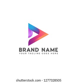 Creative colorful triangle media abstract vector logo design template Vector illustration