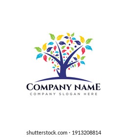 Creative colorful twist tree logo vector design. Colorful tree decorative beauty logo vector image. Colorful Tree Logo for Business or Company.