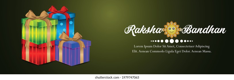 Creative colorful vector gifts of happy raksha bandhan celebration banner