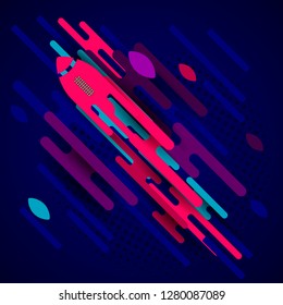 Creative colorful vector illustration with multiple layers effect and fooball ball in motion. Stylized image.
