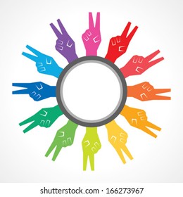 creative colorful victory hand background - vector illustration 
