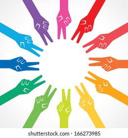 creative colorful victory hand background - vector illustration 