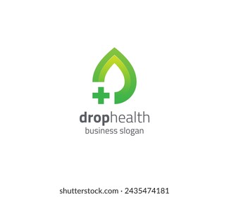 Creative colorful water drop with cross health logo
