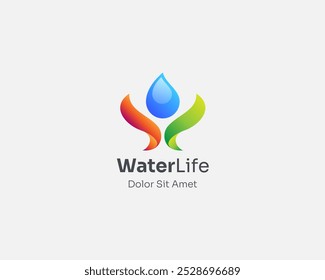 Creative colorful water drop life people logo gradient