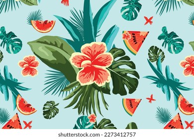 Creative Colorful Watercolor Floral Seamless Pattern Background, modern abstract design
