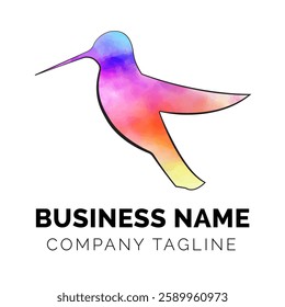 Creative Colorful Watercolor Hummingbird Business Logo