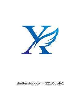 
creative colorful X logo template design with feather wings vector. modern logotype symbol. wing logo. symbol of freedom. flying icon. suitable for airlines and the like with the initials X