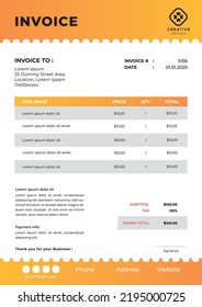 Creative colorfull business invoice design Template