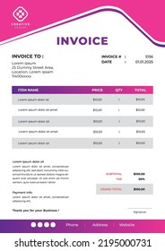 Creative colorfull business invoice design Template