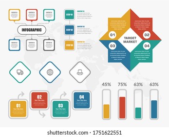 Creative and Colorfull Infographic elements Bundle Set Vector Design template. 