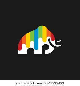 creative and colorfull mammoth painting  logo 