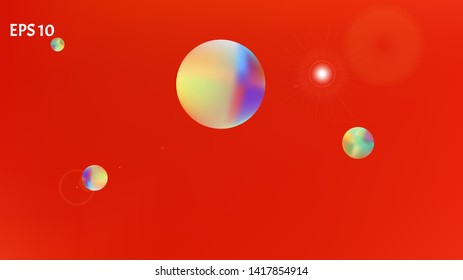 Creative colorific illustration idea. Background texture, unused. Clear space fantasy. Red colored. Planet and light background. Colorful universe new texture light.