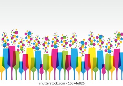 Creative Coloured Mix Champaign Glass vector illustration