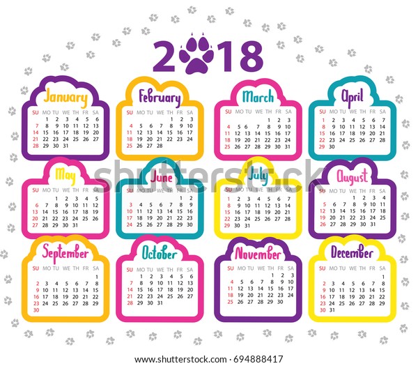 Creative Colourful Calendar 2018 Year 