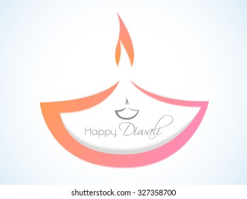 Creative colourful illuminated lit lamp on glossy background for Indian Festival of Lights, Happy Diwali celebration.