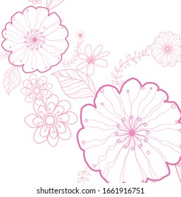 Fondo creativo de flores pintadas a mano color rosa