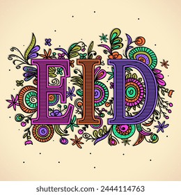 Creative Colourful Text Eid on beautiful floral design, Elegant greeting card for Islamic Festival celebration.