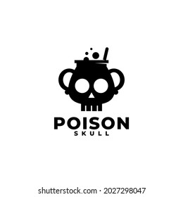 creative combination of a cauldron of poison and a skull. horror logo vector template