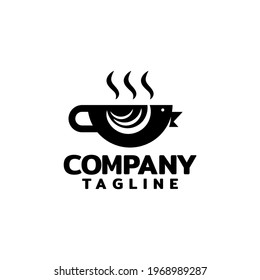 creative combination from cup and bird. cafe logo vector template.