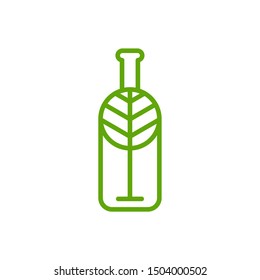 Creative Combination of Leaf and Bottle for Eco Friendly, Zero Waste Glass Bottle Icon or Logo Vector