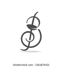 Creative combination of a letter 'B' and squeak key. Unique logo design. Vector image.
