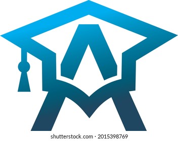 creative combination letter A and graduation hat