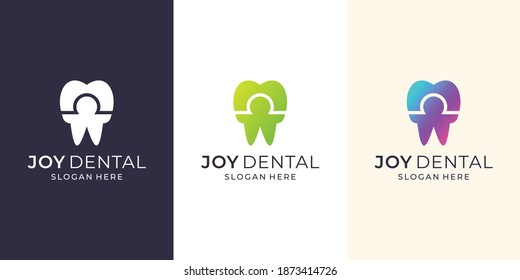 creative of combination logo joy with dental design. modern style,joy,dental,care,health,clinic. premium vector