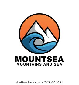 Creative combination mountain and sea logo design idea